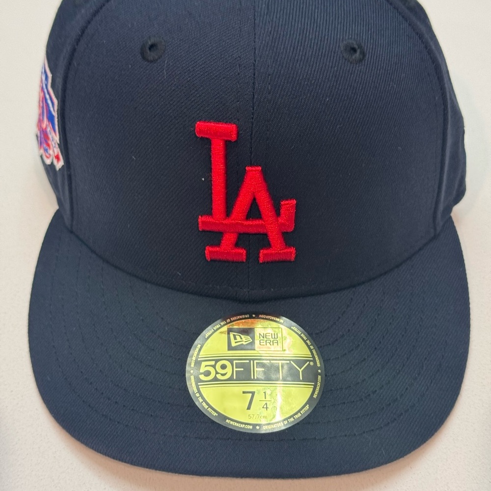 New Era Blue and Red LA Dodgers Hat Anniversary Patch 50th Jackie Robinson